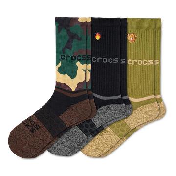 Calcetines Crocs Adult Crew Graphic 3-Pack Mujer Negros | Mexico 1639QMAZ